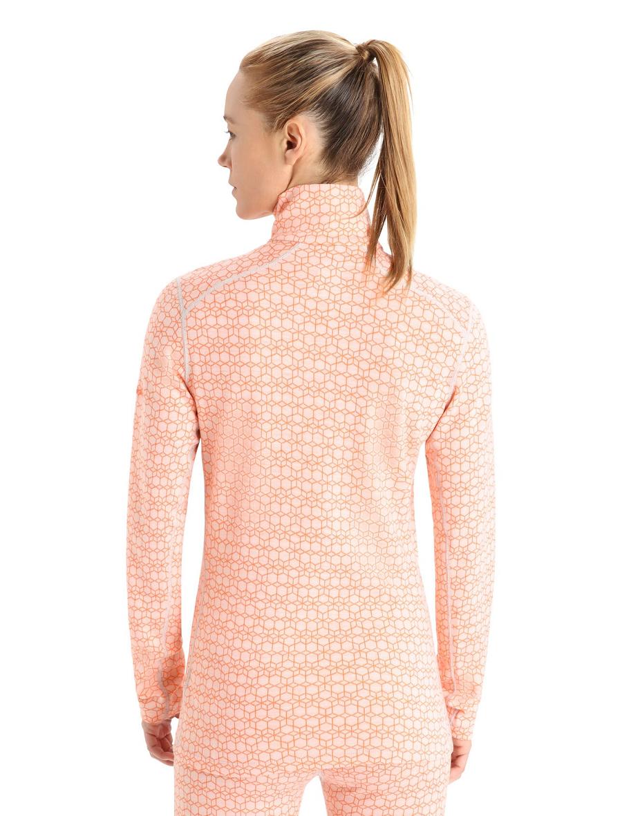 Base Layers Icebreaker Merino 250 Vertex Long Sleeve Half Zip Alpine Geo Femme Blanche | FR 1837FDNM